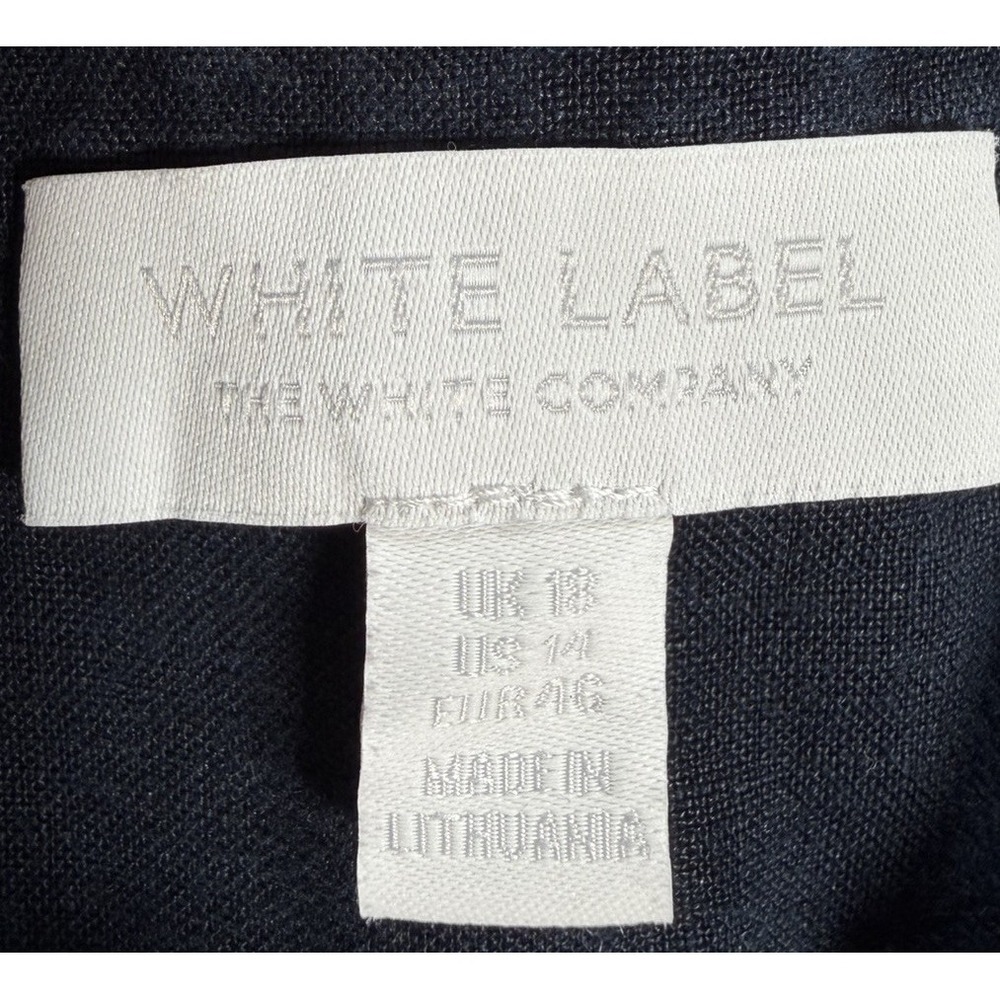 White Label Company Shift Dress 100% Linen Womens Sz 14 Navy Coastal Lagenlook - Picture 4 of 7